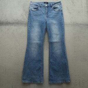 RISEN Jeans Women's 1XL/16W Blue High-Rise Flared 34" Inseam Medium-Stone Wash